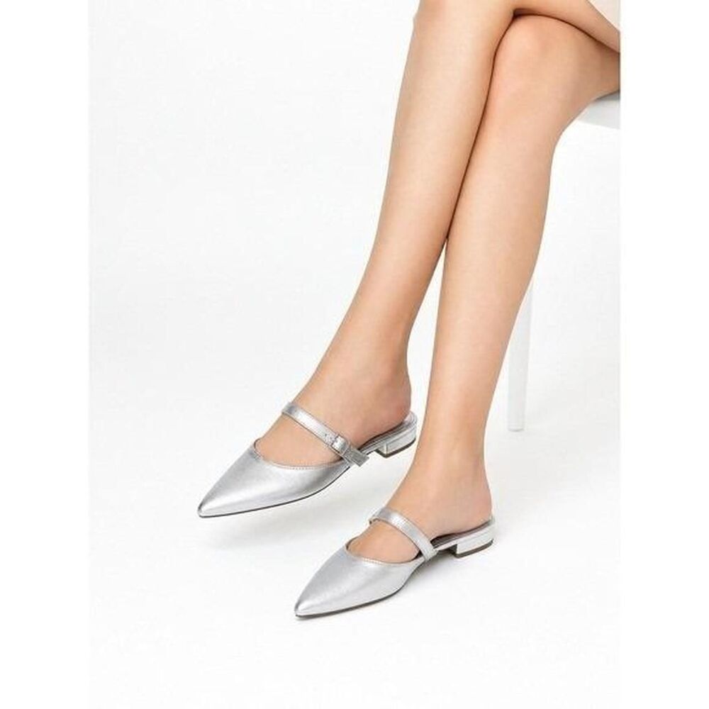 New Bruno Magli Pia Pointed Toe Mule in Silver 36.5 / US 6.5